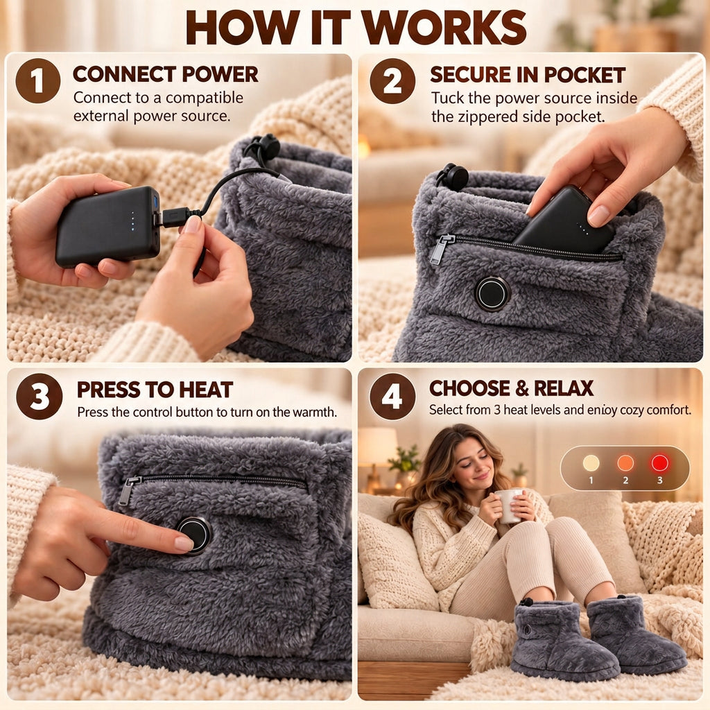 Heated plush slipper boots – lifestyle image 3