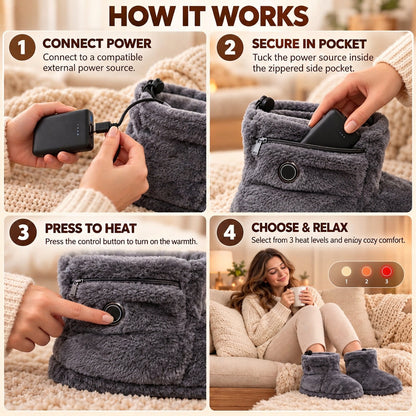 Heated plush slipper boots – lifestyle image 3
