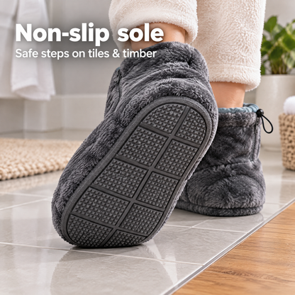 Non-slip TPE sole of the heated slipper boot on tiles and timber